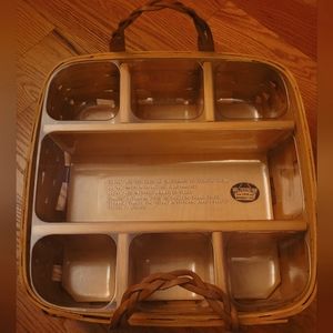 Vintage Peterboro Basket Co. Divided Picnic Organizer